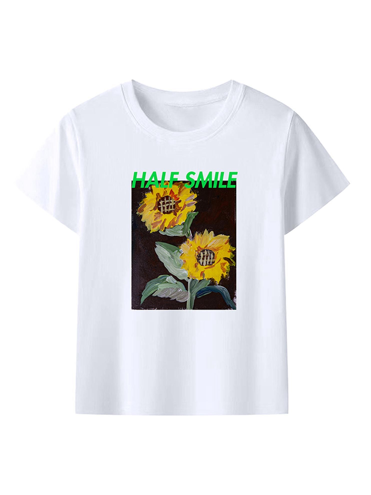 Floral Print Unisex White Crewneck T-Shirt